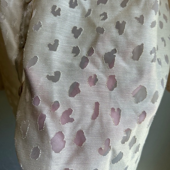 Carole little linen blend 3x Jacard button down blouse office professional - Picture 5 of 7